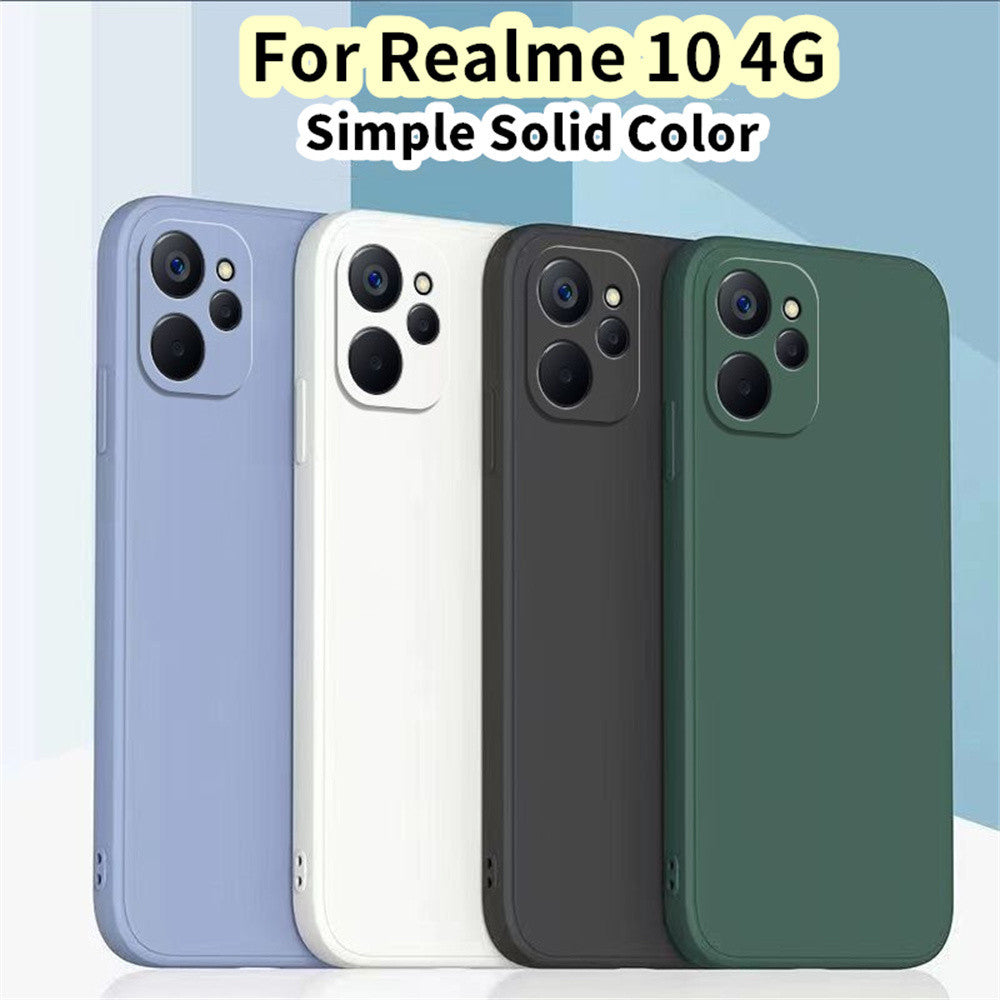 For Realme 10 4G Cover Drop and wear resistant Silicone Full Case Classic Simple Solid Color Phone Case Cover