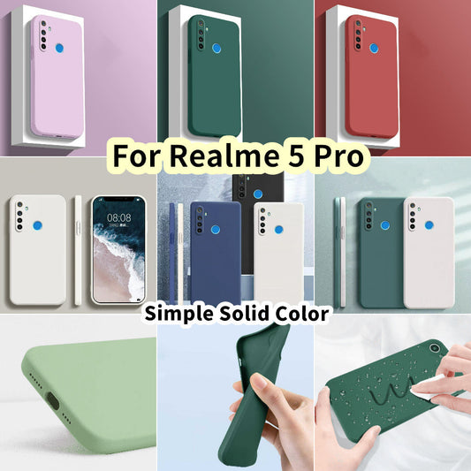 For Realme 5 Pro Cover Drop and wear resistant Silicone Full Case Classic Simple Solid Color Phone Case Cover