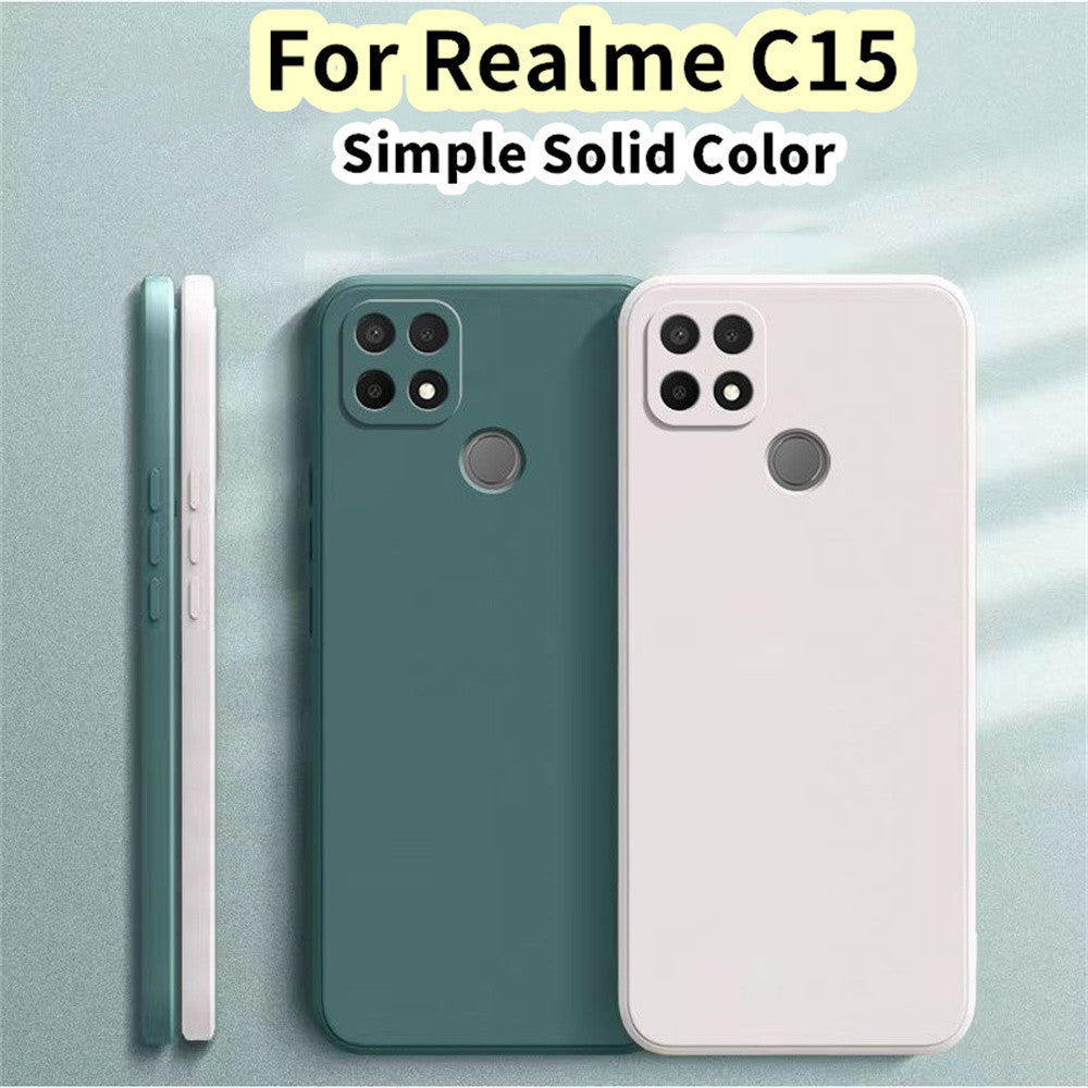 For Realme C15 Cover Drop and wear resistant Silicone Full Case Classic Simple Solid Color Phone Case Cover