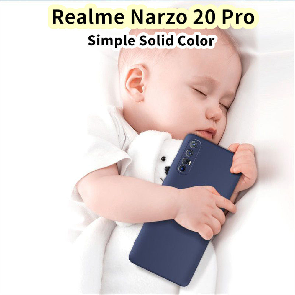 For Realme Narzo 20 Pro Cover Drop and wear resistant Silicone Full Case Classic Simple Solid Color Phone Case Cover