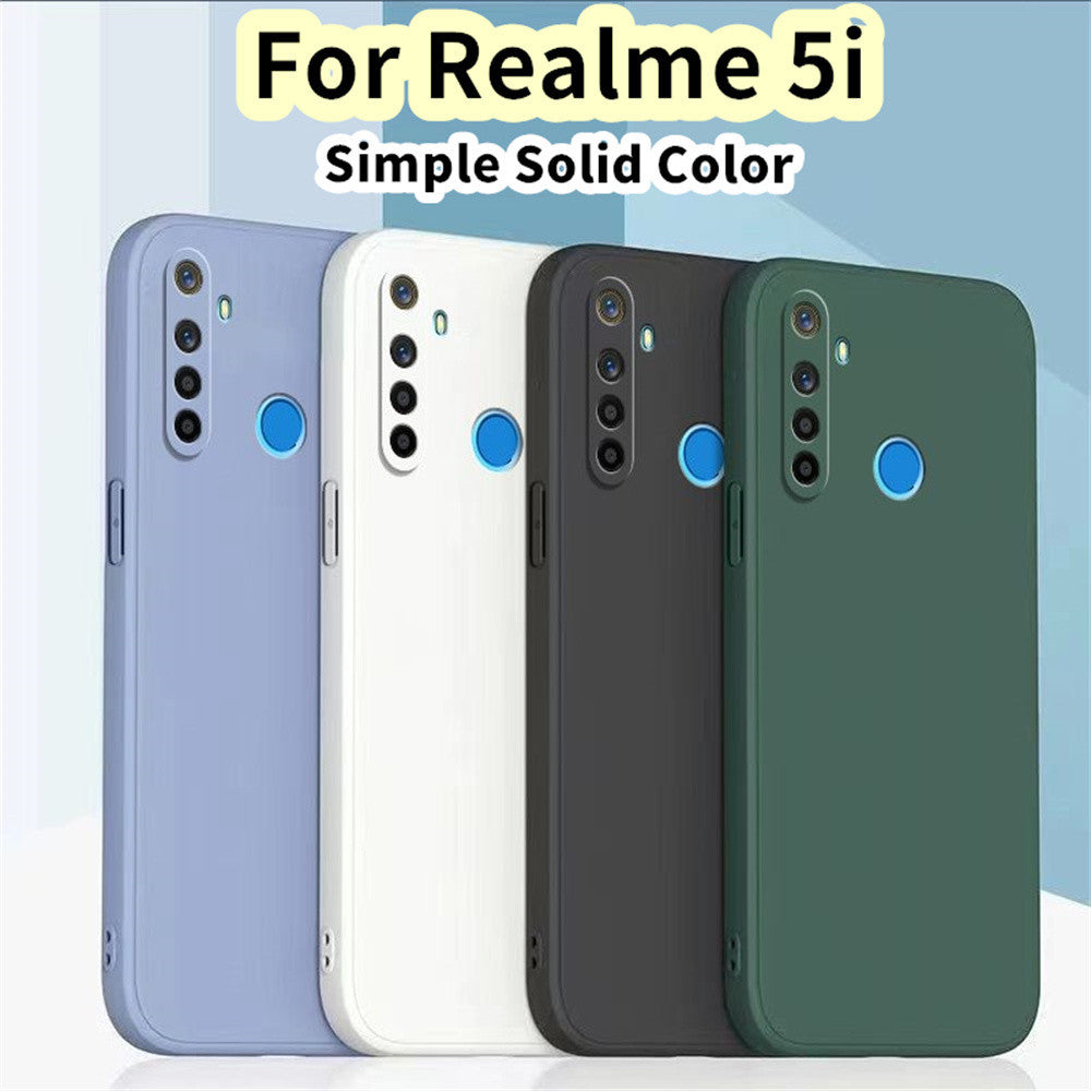 For Realme 5i Cover Drop and wear resistant Silicone Full Case Classic Simple Solid Color Phone Case Cover