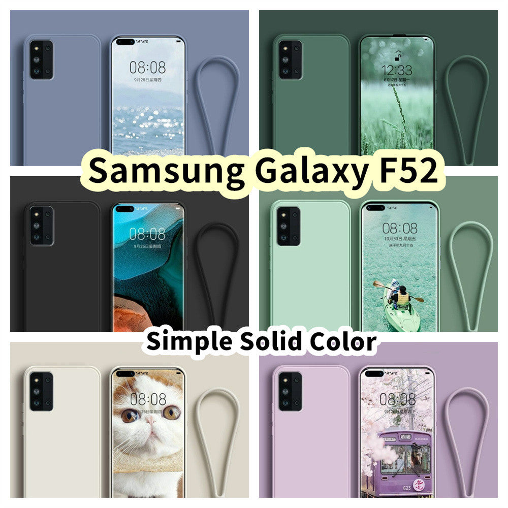 For Samsung Galaxy F52 Cover Drop and wear resistant Silicone Full Case Classic Simple Solid Color Phone Case Cover