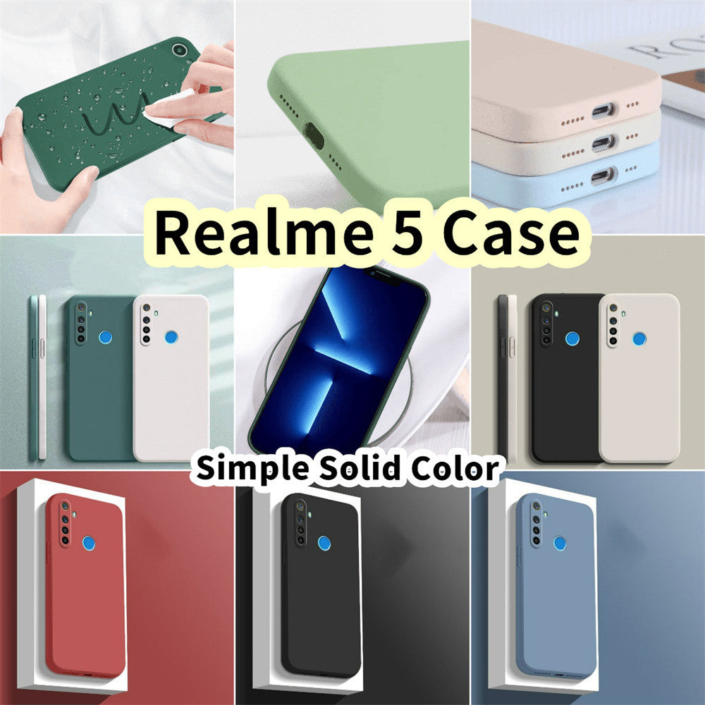 For Realme 5 Cover Drop and wear resistant Silicone Full Case Classic Simple Solid Color Phone Case Cover