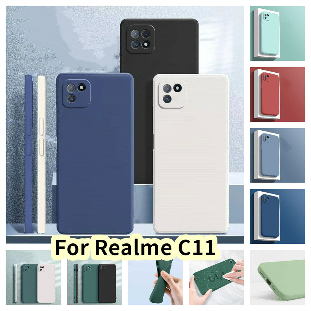 For Realme C11 Cover Drop and wear resistant Silicone Full Case Classic Simple Solid Color Phone Case Cover