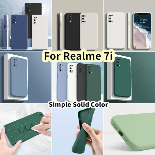 For Realme 7i Cover Drop and wear resistant Silicone Full Case Classic Simple Solid Color Phone Case Cover