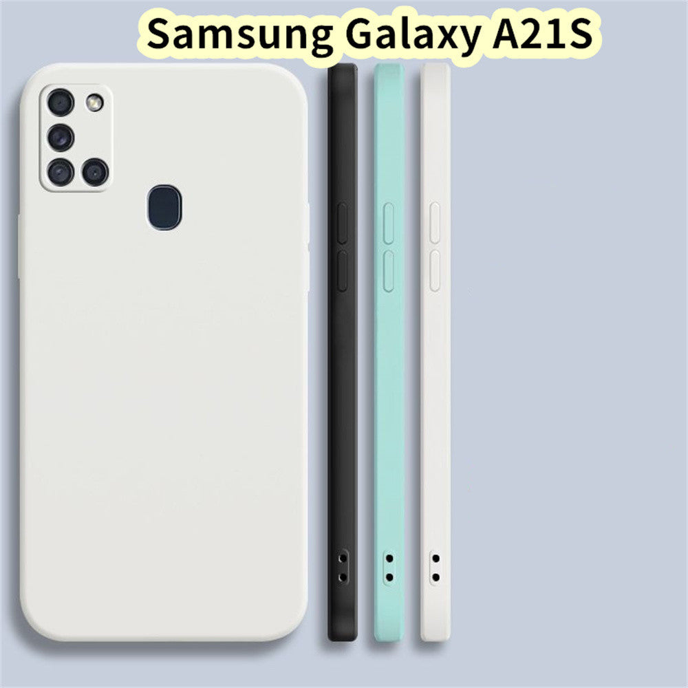 For Samsung Galaxy A21S Cover Drop and wear resistant Silicone Full Case Classic Simple Solid Color Phone Case Cover