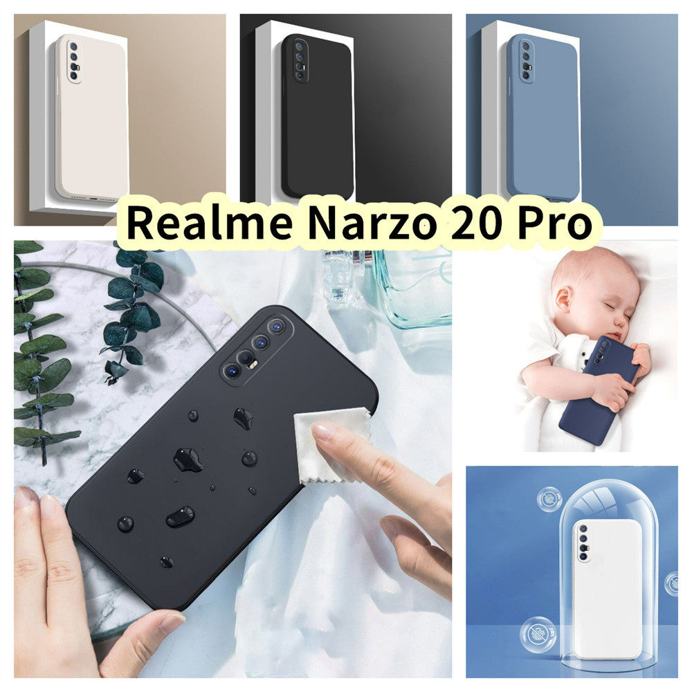 For Realme Narzo 20 Pro Cover Drop and wear resistant Silicone Full Case Classic Simple Solid Color Phone Case Cover