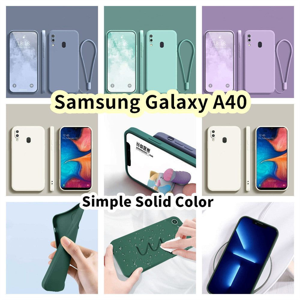 For Samsung Galaxy A40 Cover Drop and wear resistant Silicone Full Case Classic Simple Solid Color Phone Case Cover