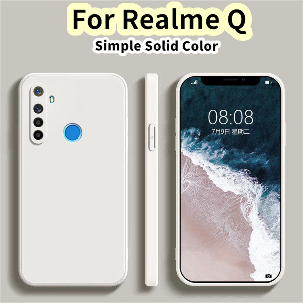 For Realme Q Cover Drop and wear resistant Silicone Full Case Classic Simple Solid Color Phone Case Cover