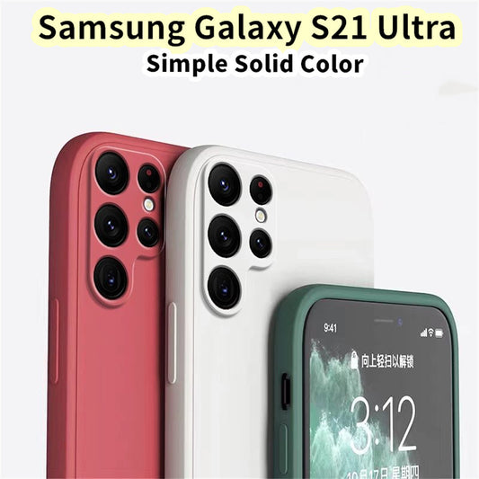 For Samsung Galaxy S21 Ultra Cover Drop and wear resistant Silicone Full Case Classic Simple Solid Color Phone Case Cover