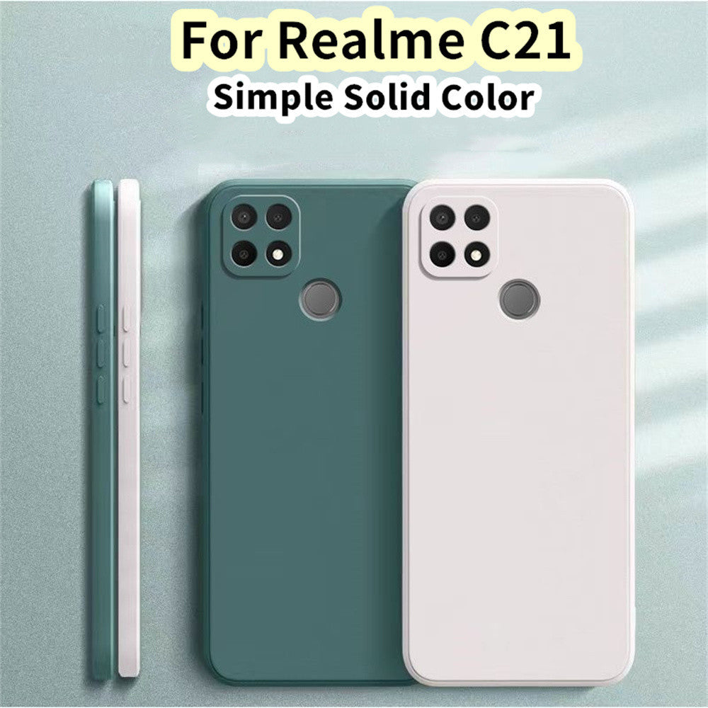 For Realme C21 Cover Drop and wear resistant Silicone Full Case Classic Simple Solid Color Phone Case Cover