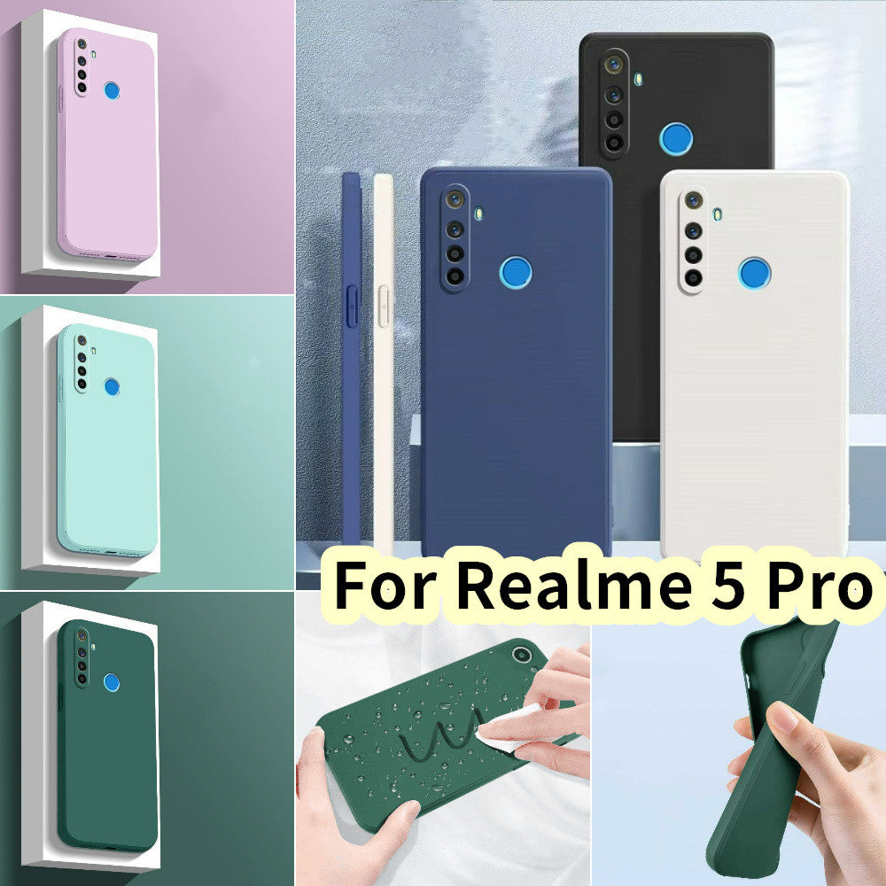 For Realme 5 Pro Cover Drop and wear resistant Silicone Full Case Classic Simple Solid Color Phone Case Cover