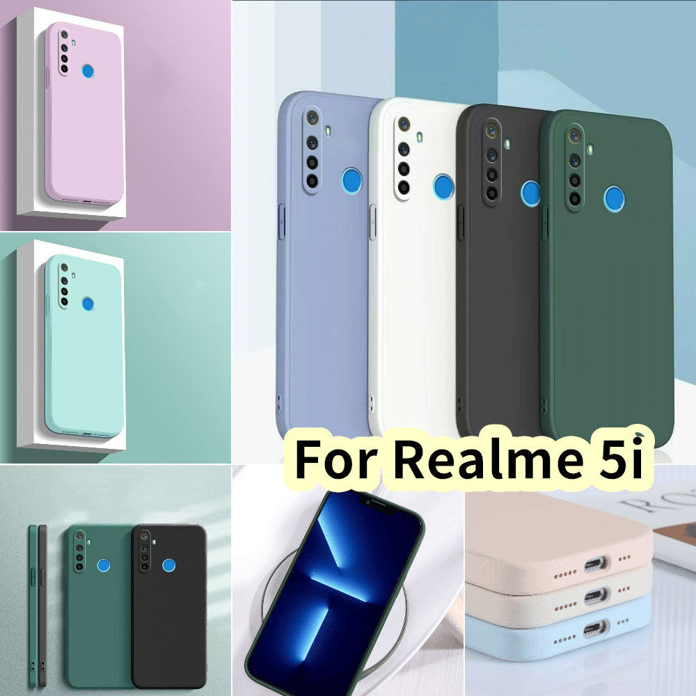 For Realme 5i Cover Drop and wear resistant Silicone Full Case Classic Simple Solid Color Phone Case Cover