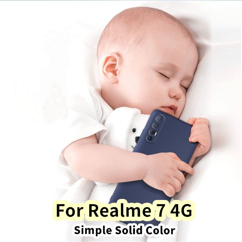 For Realme 7 4G Cover Drop and wear resistant Silicone Full Case Classic Simple Solid Color Phone Case Cover