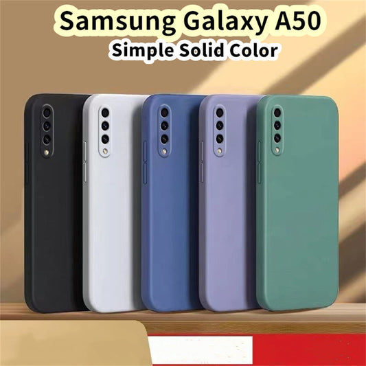 For Samsung Galaxy A50 Cover Drop and wear resistant Silicone Full Case Classic Simple Solid Color Phone Case Cover
