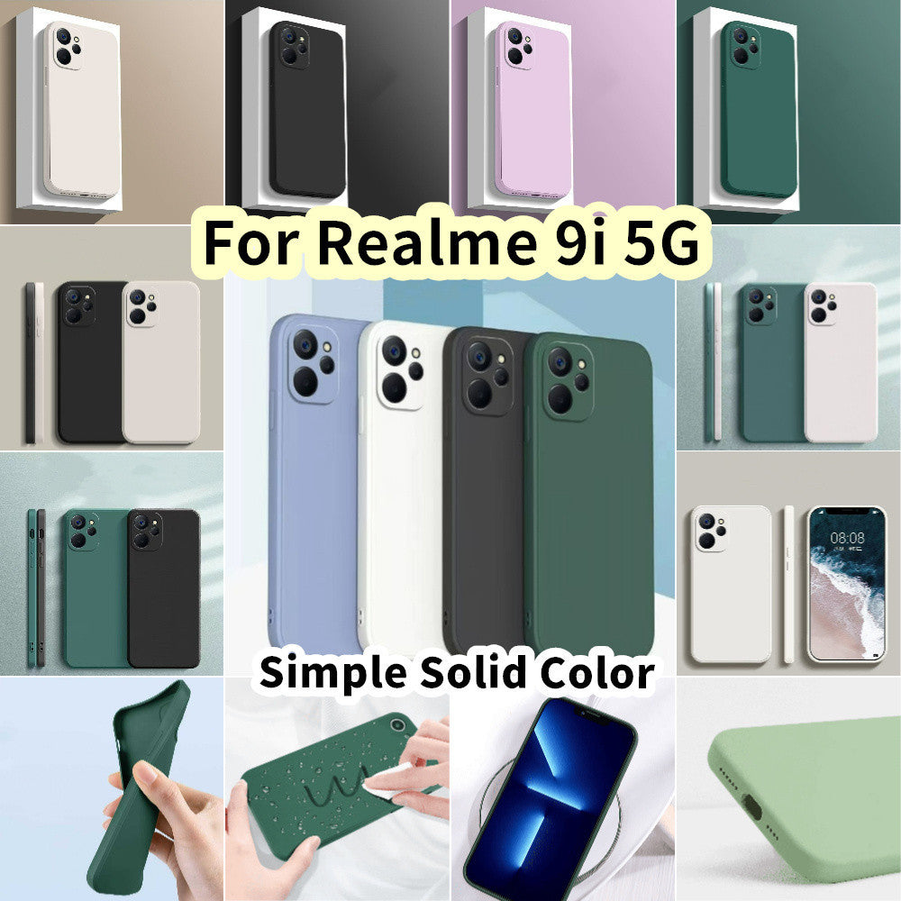 For Realme 9i 5G Cover Drop and wear resistant Silicone Full Case Classic Simple Solid Color Phone Case Cover
