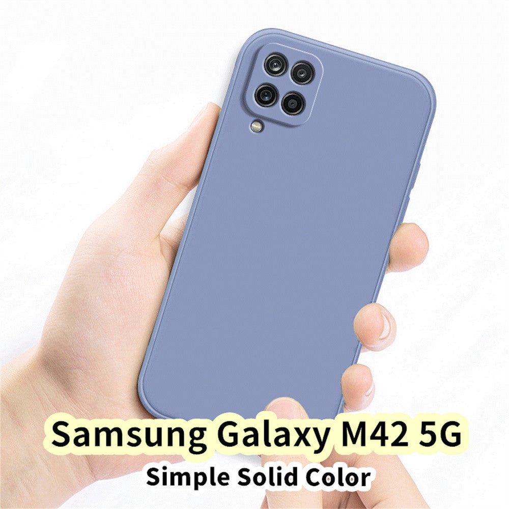 For Samsung Galaxy M42 5G Cover Drop and wear resistant Silicone Full Case Classic Simple Solid Color Phone Case Cover