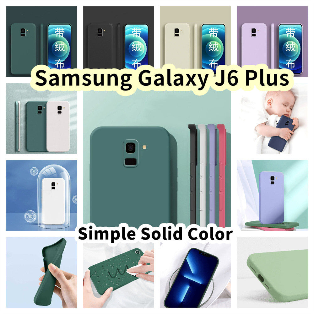 For Samsung Galaxy J6 Plus Cover Drop and wear resistant Silicone Full Case Classic Simple Solid Color Phone Case Cover