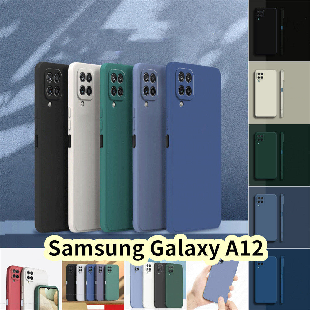 For Samsung Galaxy A12 Cover Drop and wear resistant Silicone Full Case Classic Simple Solid Color Phone Case Cover