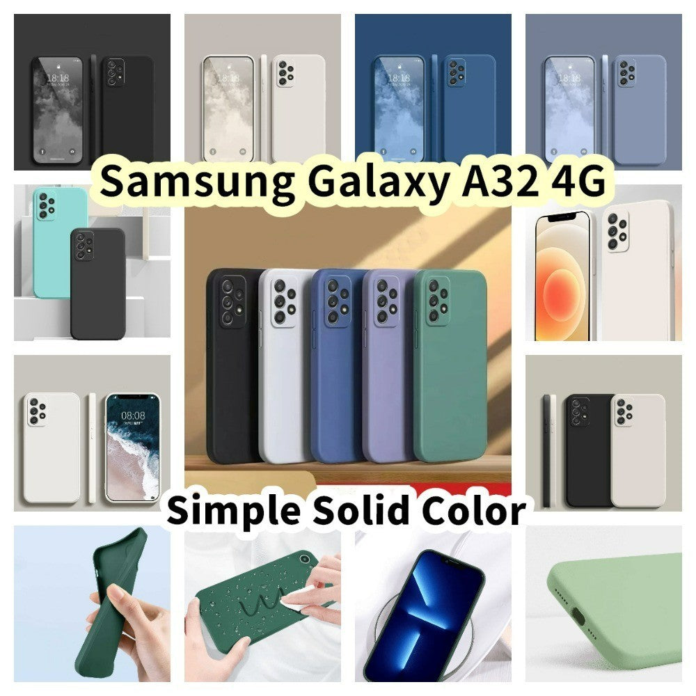 For Samsung Galaxy A32 4G Cover Drop and wear resistant Silicone Full Case Classic Simple Solid Color Phone Case Cover