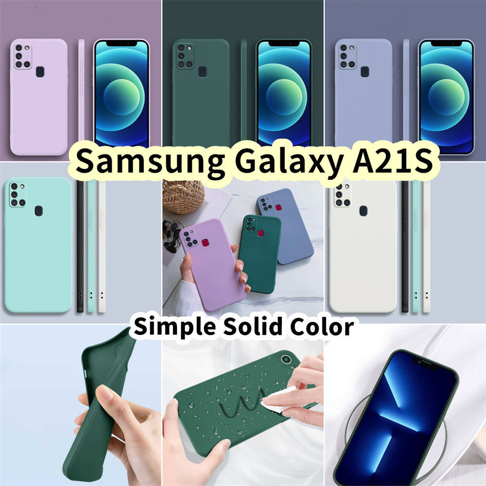 For Samsung Galaxy A21S Cover Drop and wear resistant Silicone Full Case Classic Simple Solid Color Phone Case Cover