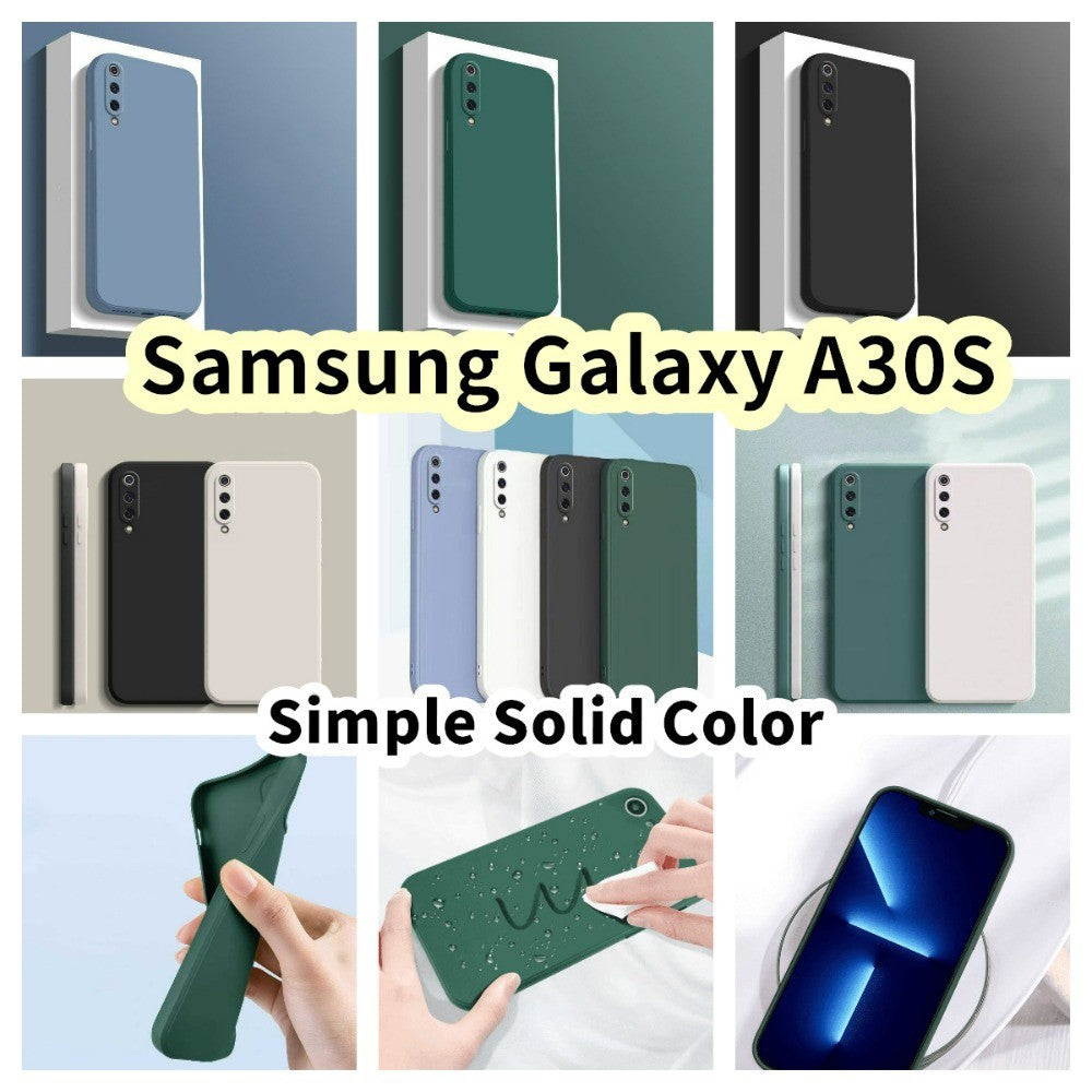For Samsung Galaxy A30S Cover Drop and wear resistant Silicone Full Case Classic Simple Solid Color Phone Case Cover