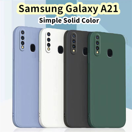 For Samsung Galaxy A21 Cover Drop and wear resistant Silicone Full Case Classic Simple Solid Color Phone Case Cover