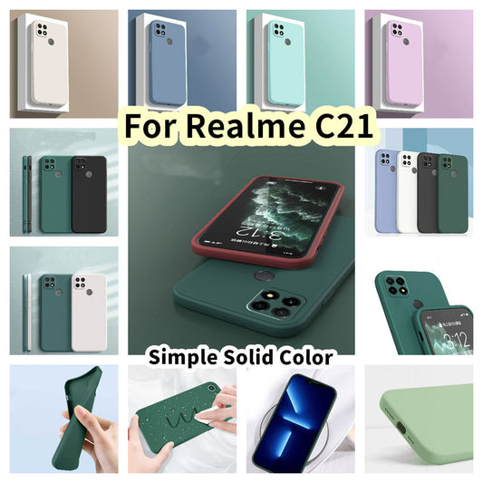 For Realme C21 Cover Drop and wear resistant Silicone Full Case Classic Simple Solid Color Phone Case Cover