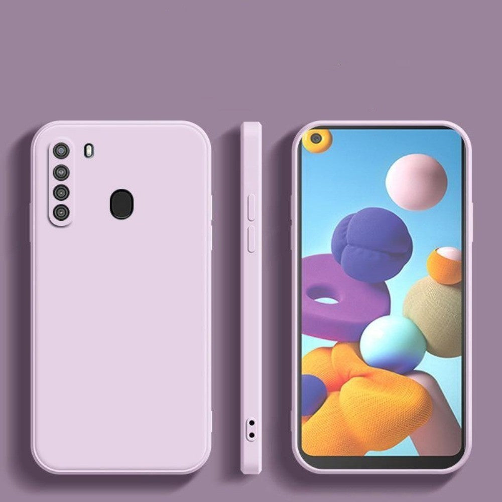 For Samsung Galaxy A21 Cover Drop and wear resistant Silicone Full Case Classic Simple Solid Color Phone Case Cover