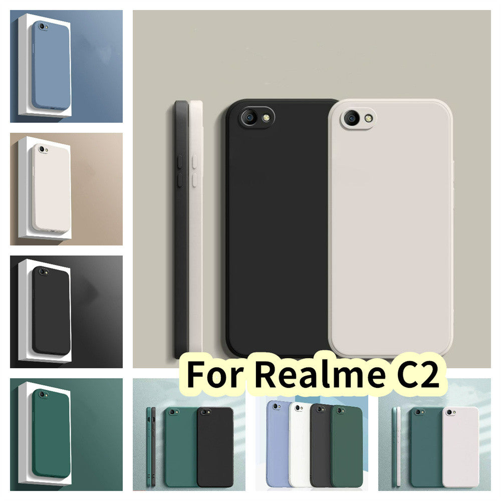For Realme C2 Cover Drop and wear resistant Silicone Full Case Classic Simple Solid Color Phone Case Cover