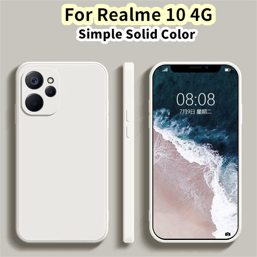 For Realme 10 4G Cover Drop and wear resistant Silicone Full Case Classic Simple Solid Color Phone Case Cover