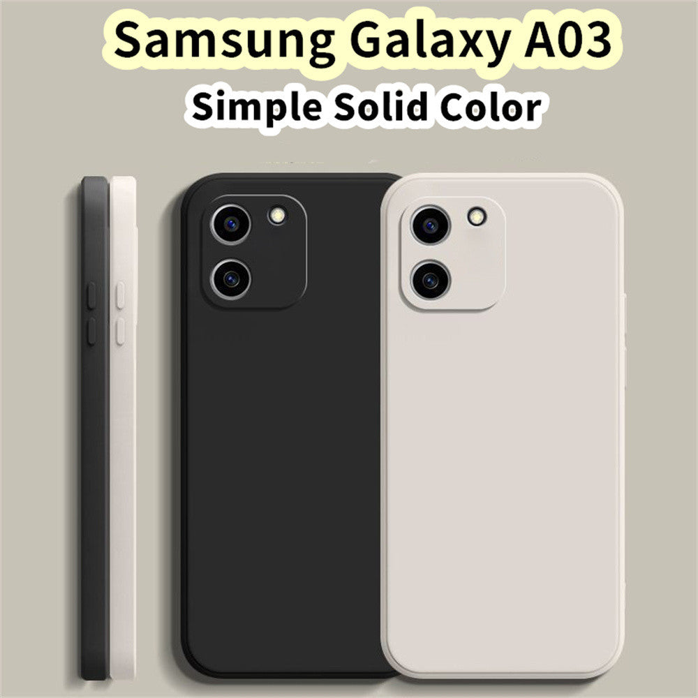 For Samsung Galaxy A03 Cover Drop and wear resistant Silicone Full Case Classic Simple Solid Color Phone Case Cover