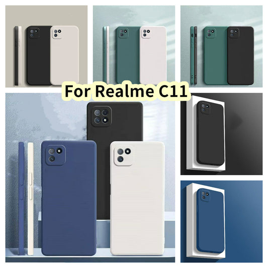 For Realme C11 Cover Drop and wear resistant Silicone Full Case Classic Simple Solid Color Phone Case Cover