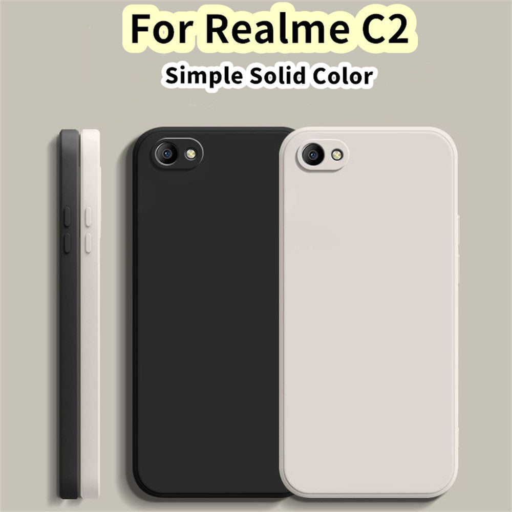For Realme C2 Cover Drop and wear resistant Silicone Full Case Classic Simple Solid Color Phone Case Cover