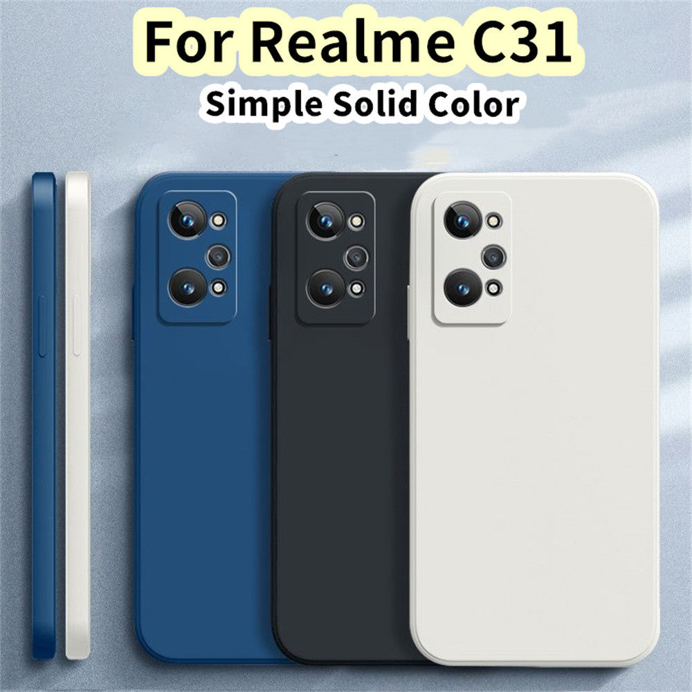 For Realme C31 Cover Drop and wear resistant Silicone Full Case Classic Simple Solid Color Phone Case Cover