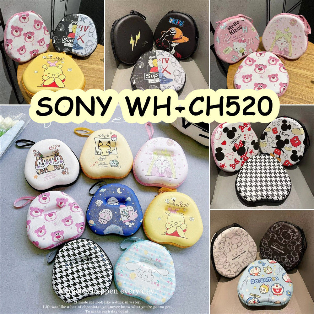 For SONY WH-CH520 Headphone Case Cartoon Creative Patterns Headset Earpads Storage Bag Casing Box