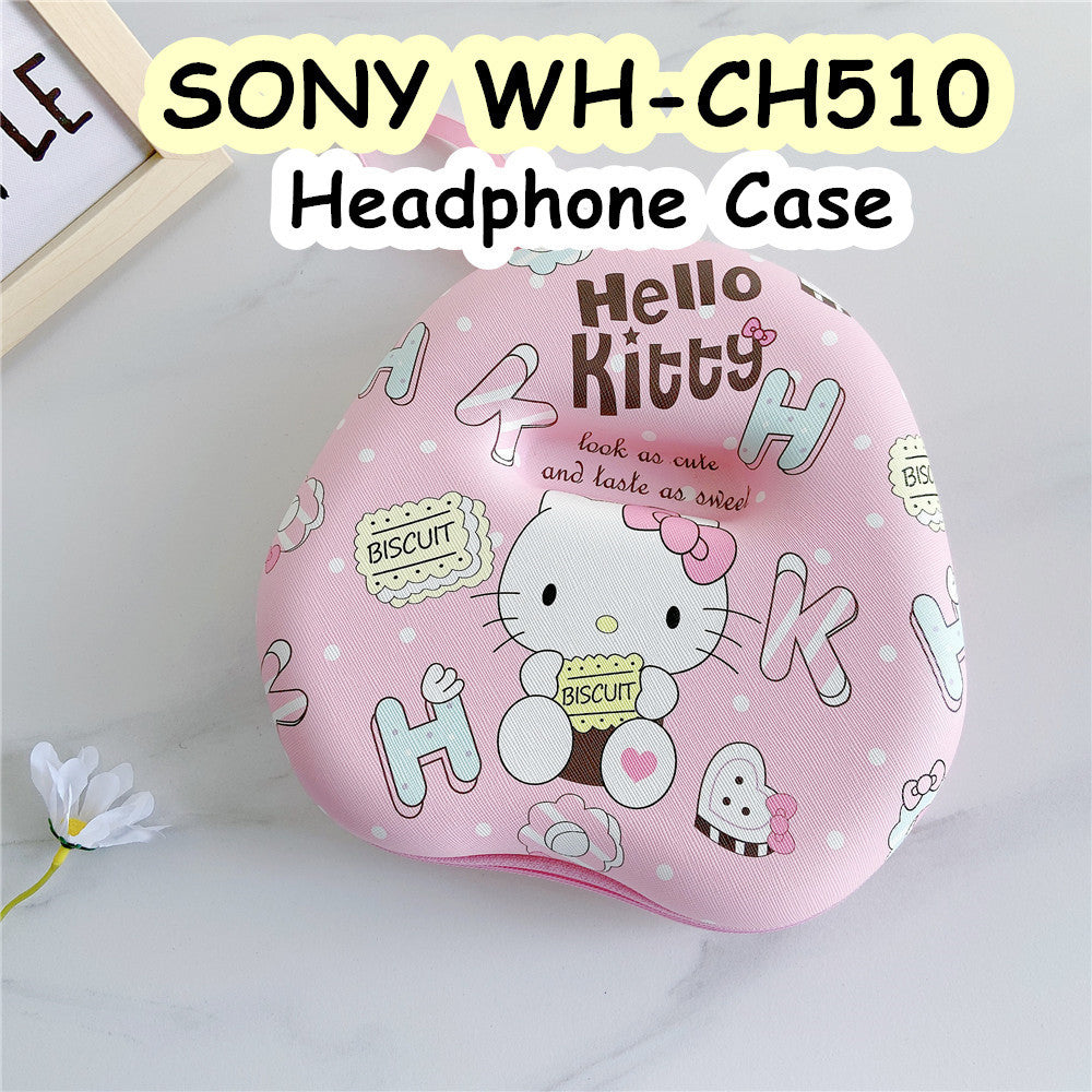 For SONY WH-CH510 Headphone Case Cartoon Creative Patterns Headset Earpads Storage Bag Casing Box