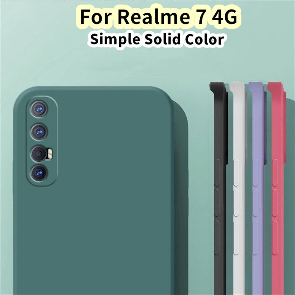 For Realme 7 4G Cover Drop and wear resistant Silicone Full Case Classic Simple Solid Color Phone Case Cover