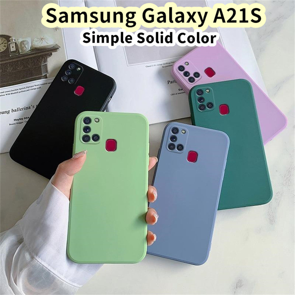 For Samsung Galaxy A21S Cover Drop and wear resistant Silicone Full Case Classic Simple Solid Color Phone Case Cover