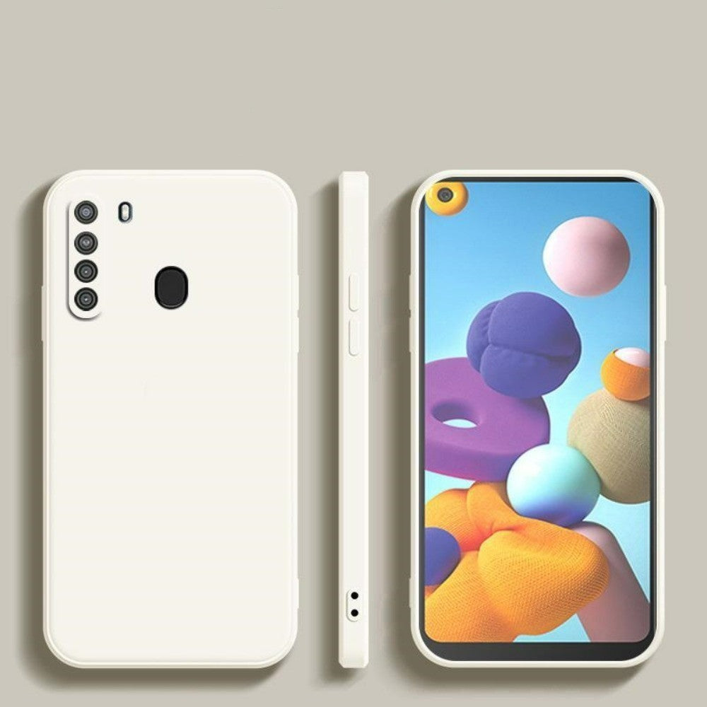 For Samsung Galaxy A21 Cover Drop and wear resistant Silicone Full Case Classic Simple Solid Color Phone Case Cover