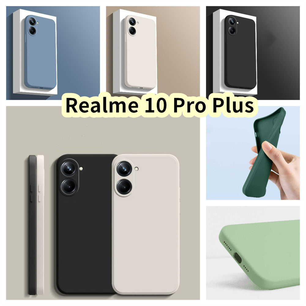 For Realme 10 Pro Plus Cover Drop and wear resistant Silicone Full Case Classic Simple Solid Color Phone Case Cover