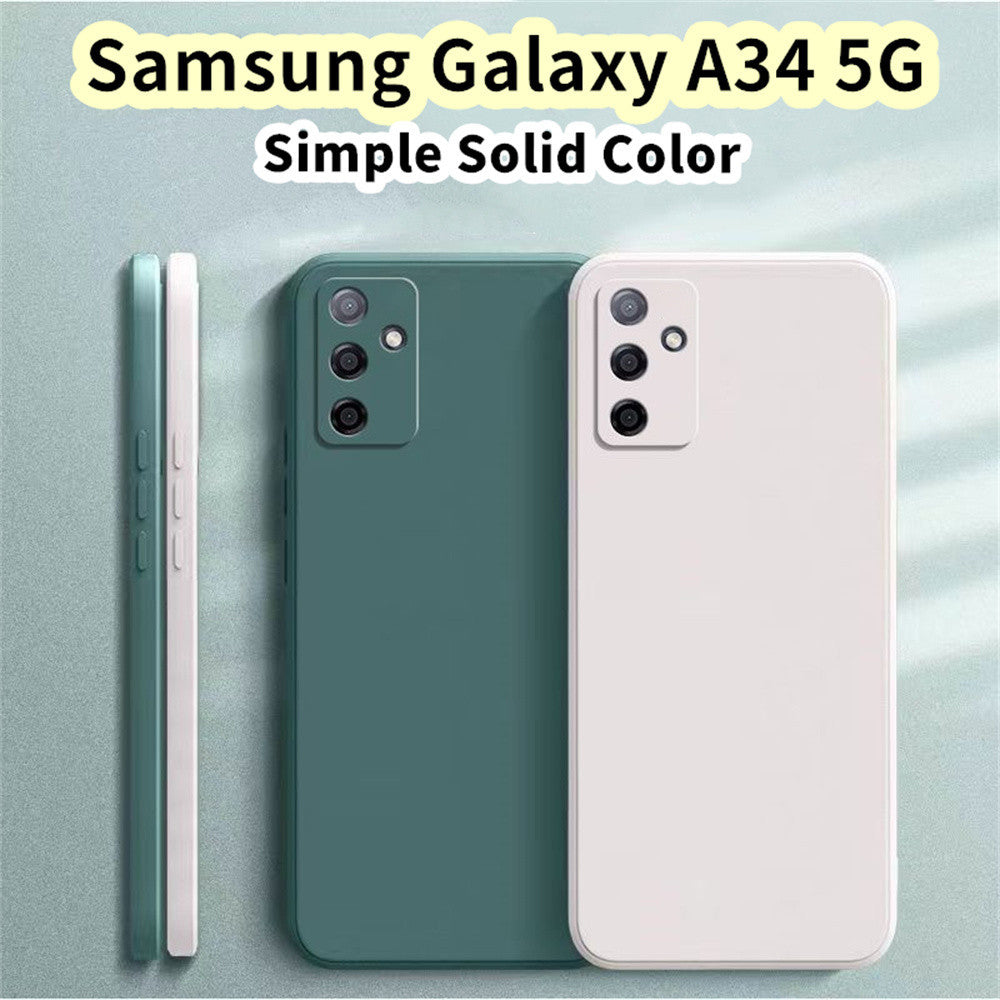 For Samsung Galaxy A34 5G Cover Drop and wear resistant Silicone Full Case Classic Simple Solid Color Phone Case Cover