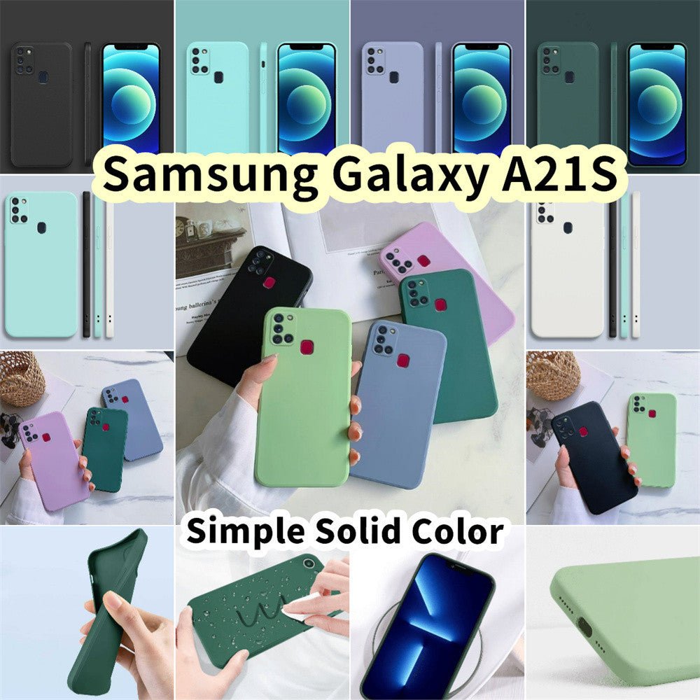 For Samsung Galaxy A21S Cover Drop and wear resistant Silicone Full Case Classic Simple Solid Color Phone Case Cover