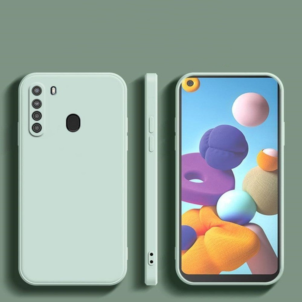 For Samsung Galaxy A21 Cover Drop and wear resistant Silicone Full Case Classic Simple Solid Color Phone Case Cover