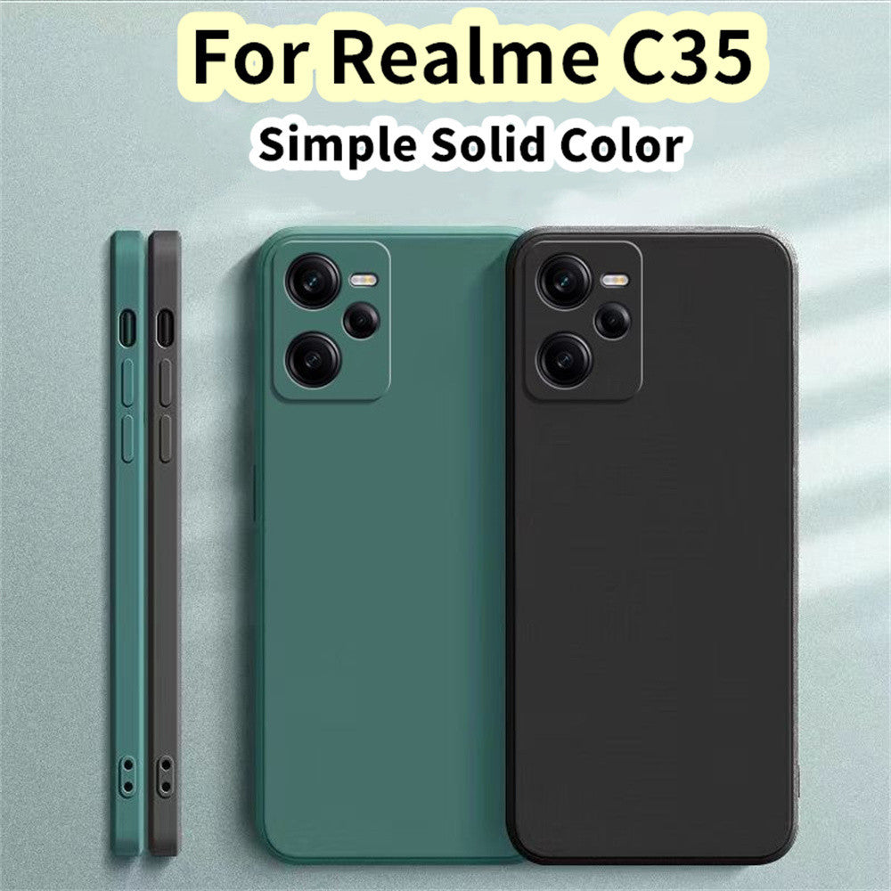 For Realme C35 Cover Drop and wear resistant Silicone Full Case Classic Simple Solid Color Phone Case Cover