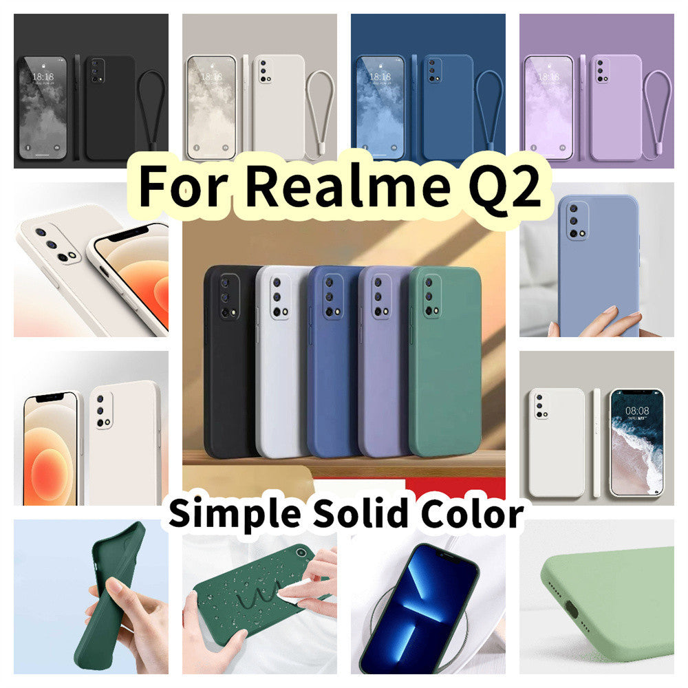 For Realme Q2 Cover Drop and wear resistant Silicone Full Case Classic Simple Solid Color Phone Case Cover