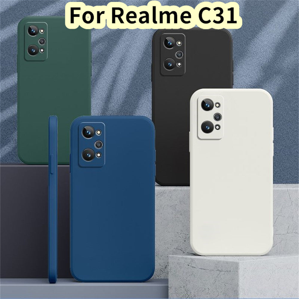 For Realme C31 Cover Drop and wear resistant Silicone Full Case Classic Simple Solid Color Phone Case Cover