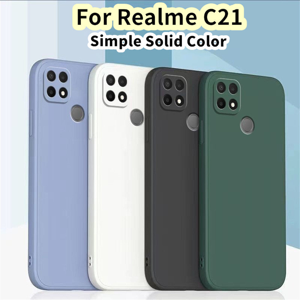 For Realme C21 Cover Drop and wear resistant Silicone Full Case Classic Simple Solid Color Phone Case Cover
