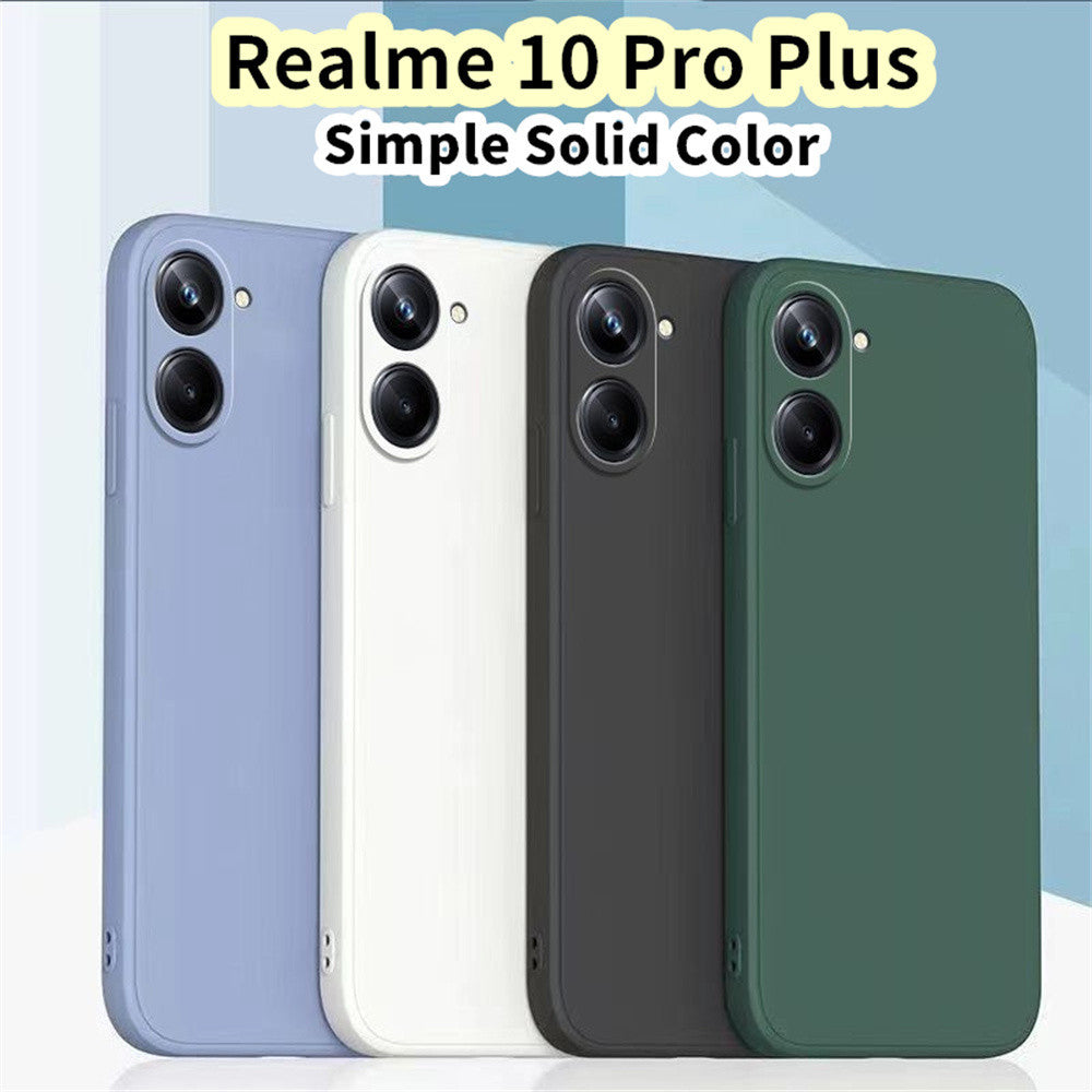 For Realme 10 Pro Plus Cover Drop and wear resistant Silicone Full Case Classic Simple Solid Color Phone Case Cover