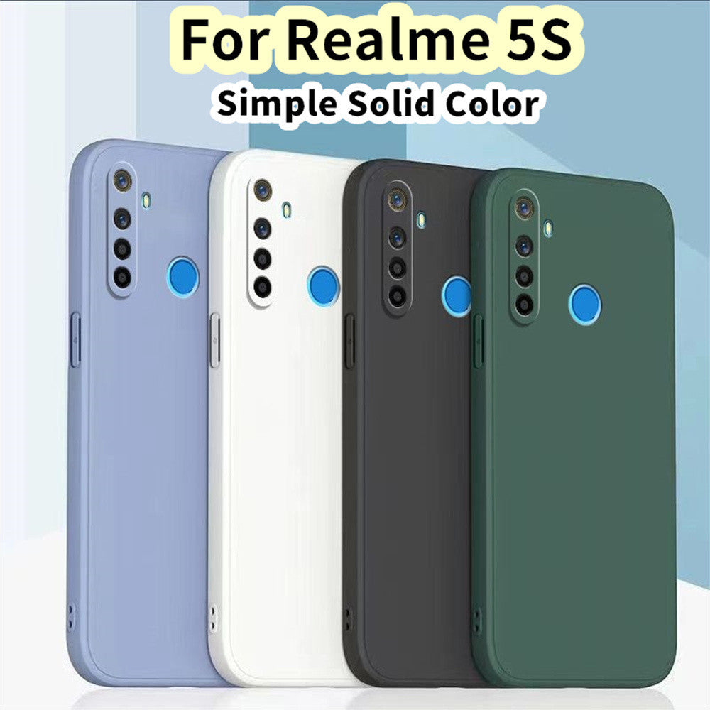 For Realme 5S Cover Drop and wear resistant Silicone Full Case Classic Simple Solid Color Phone Case Cover